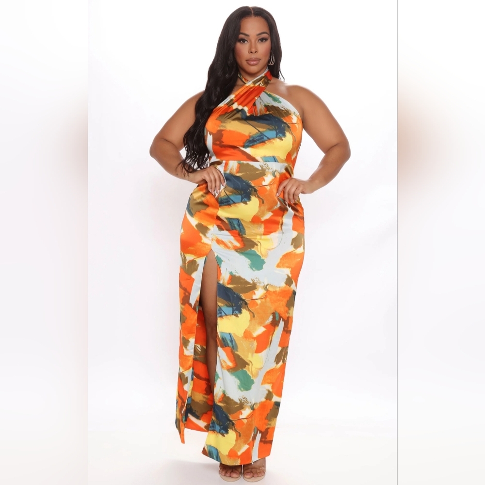 Fashion Nova La Sierra Satin Maxi Dress